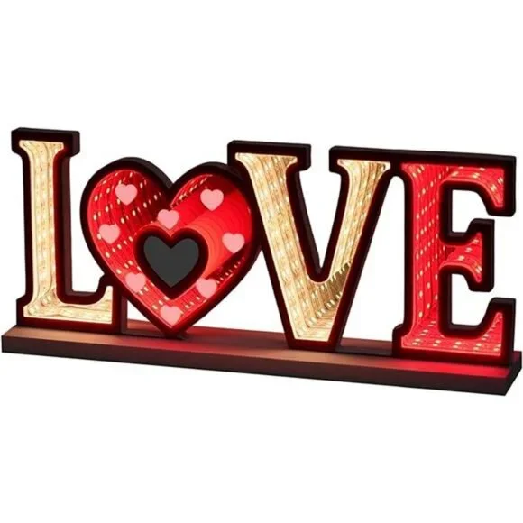 Valentines Day Decor, Love Sign Infinity Mirror Tunnel Light - Picture 7 of 7